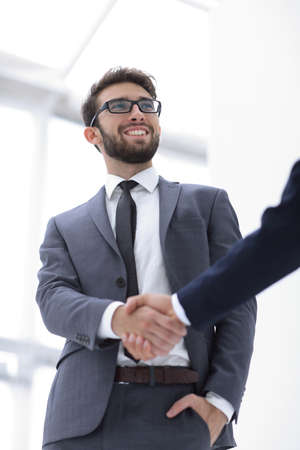 Bussines hand shaking will show succesful cooperation.の写真素材