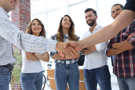 closeup of handshake business people
