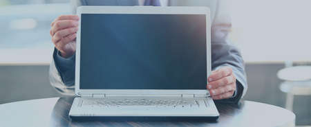 laptop with a blank screen useful for composition