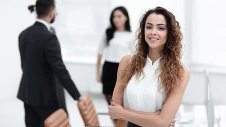 business woman on the background of business team