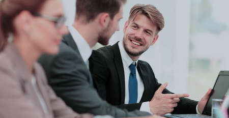 Working process, business  team working in modern office