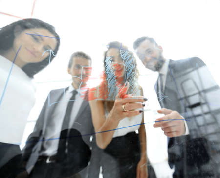 business team discussing a new presentation.