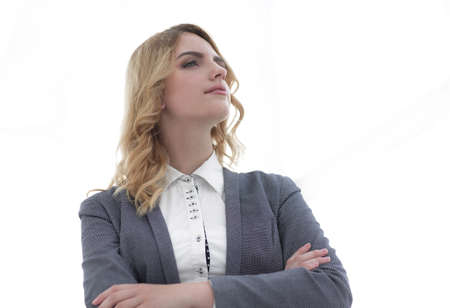 modern woman looking at copy space.i