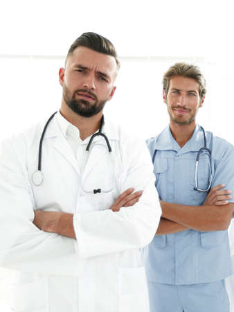 Portrait of medical center team,