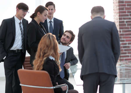 closeup.business team in the office.の写真素材