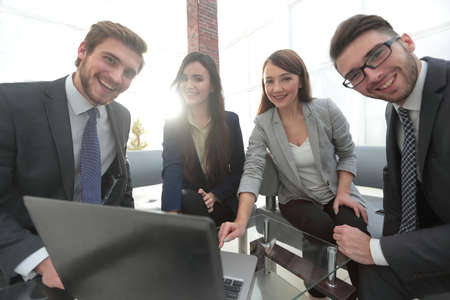 Business team at a meeting in a modern bright office center work