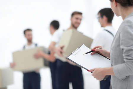 A team of professionals engaged in cargo transportation,の写真素材