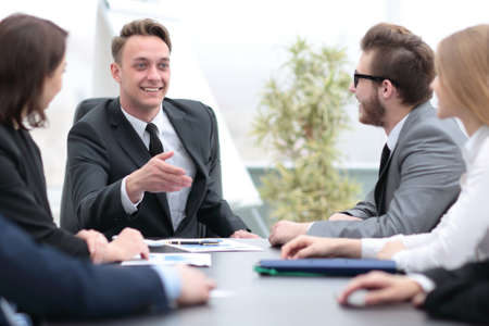 businessman at a meeting with employeesの写真素材