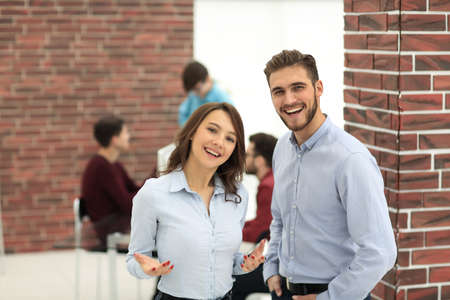 Group of confident business people in meeting.