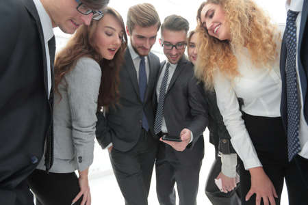 friendly business team making a selfie.の写真素材