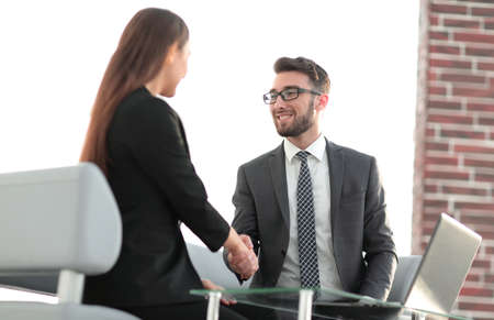 Successful businessmen handshaking after good deal.の写真素材