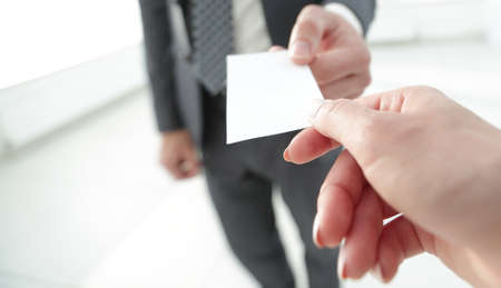 Exchange business card for first time meetの写真素材