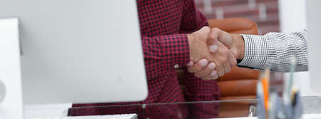 closeup.handshake colleaguesの写真素材