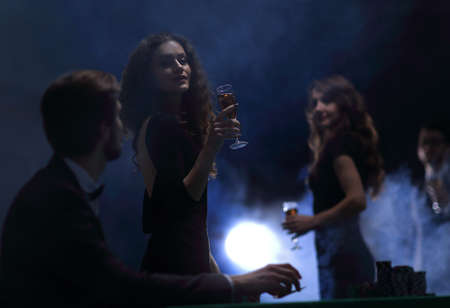 young people have fun in casinoの写真素材