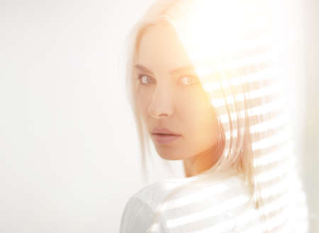 close-up portrait of a modern beautiful woman.の写真素材