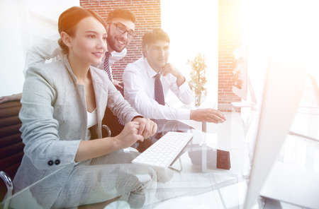 business team working in a computer roomの写真素材