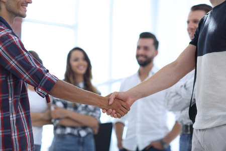 closeup of handshake of business partnersの写真素材