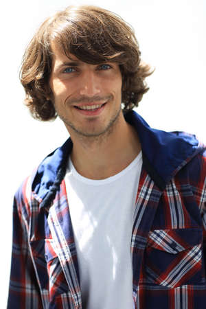 portrait. stylish guy in a plaid shirt. close-up.
