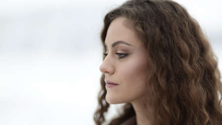 closeup .the face of a beautiful modern woman.の写真素材