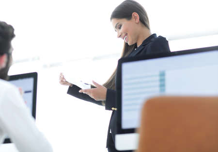 closeup of employees in the workplace