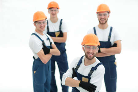 closeup.the foreman and construction teamの写真素材