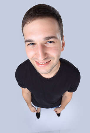 concept of confidence.a modern guy with a big head.の写真素材