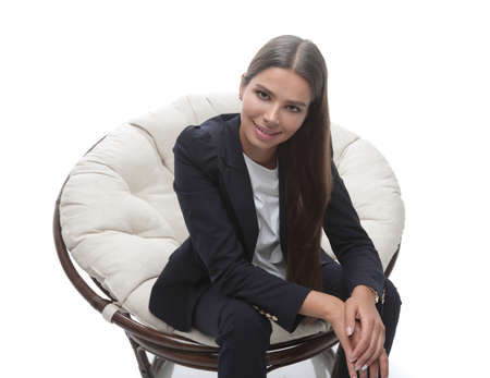 business woman relaxarea in a comfortable chairの写真素材