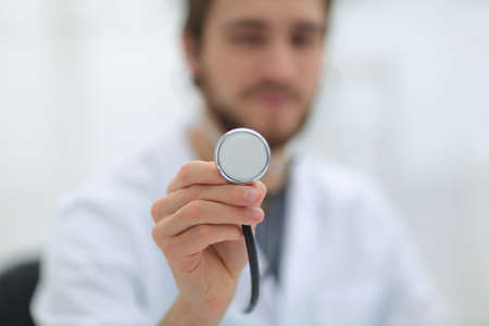 stethoscope in the hands of the doctorの写真素材