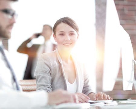 young business woman in officeの写真素材