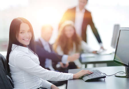 business woman on the background of the officeの写真素材