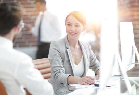 business woman talking with a clientの写真素材