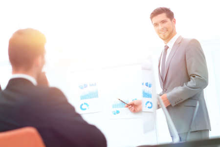 Business man making a presentation in the office.の写真素材