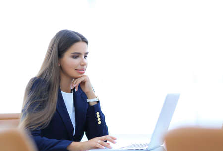 young business woman working on laptopの写真素材