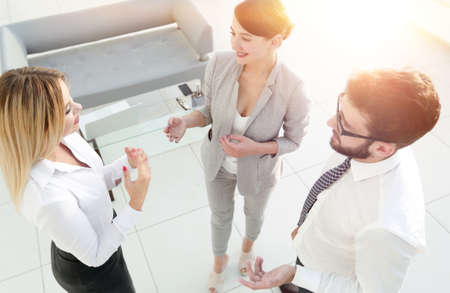view from the top.business team arguing in the office.の写真素材