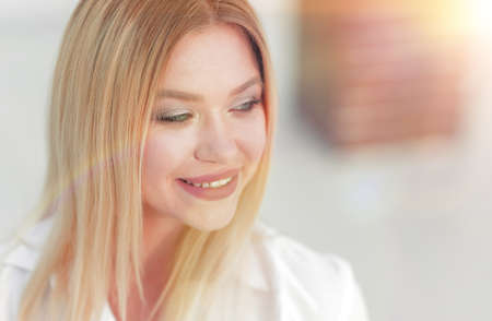 closeup face of a beautiful young womanの写真素材