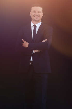 full growth. portrait of confident businessmanの写真素材