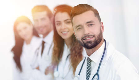 therapist and colleagues isolated on whiteの写真素材