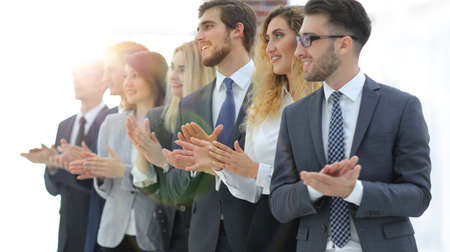 blurred image of business team applaudingの写真素材