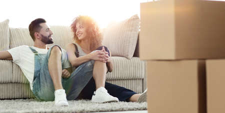 Happy family plans its future in a new home.の写真素材