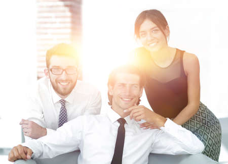 young business colleagues in the background of the officeの写真素材