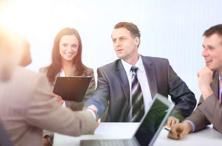 welcome and handshake business partners