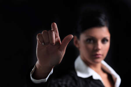closeup.business woman stretching hand for handshake.の写真素材