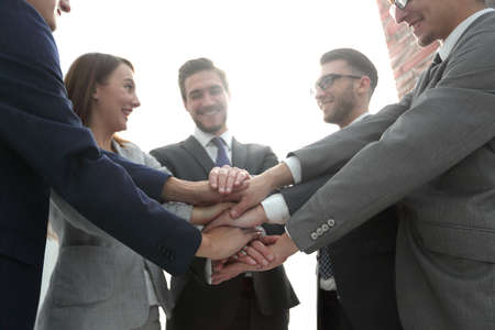 Group of Friends with Hands in Stack, Teamworkの写真素材
