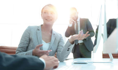 female consultant communicating with the clientの写真素材