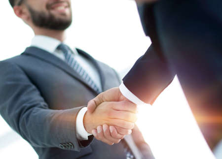 Businessmen making handshake - business etiquette, congratulatioの写真素材