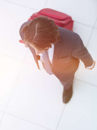 businessman with Luggage going on a business trip.の写真素材