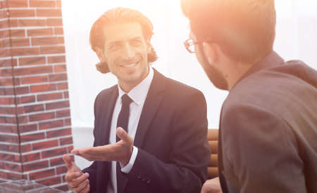 two business people discuss the problemの写真素材