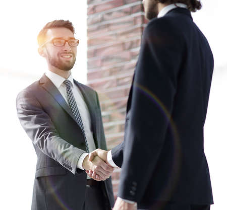 closeup.handshake financial partnersの写真素材
