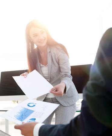 investor studies a new financial project.の写真素材