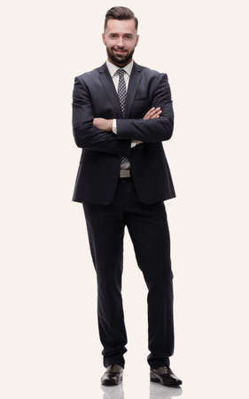 in full growth. businessman arms foldedの写真素材